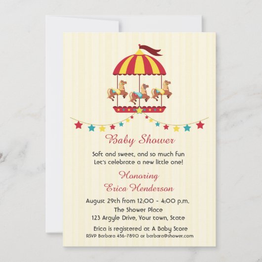 Carrousel Baby shower Kaart (Voorkant)