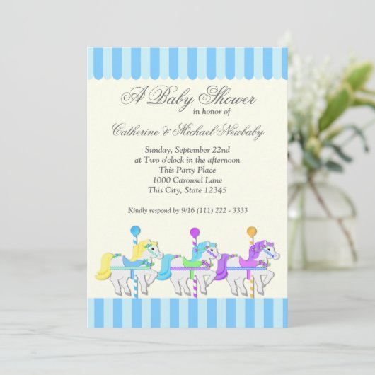 Carrousel Baby shower Kaart (Staand voorkant)