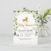 Carrousel Baby shower nodigde Greenery uit Kaart (Staand voorkant)