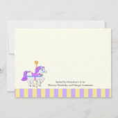 Carrousel Baby shower Paarse Goud Kaart (Achterkant)