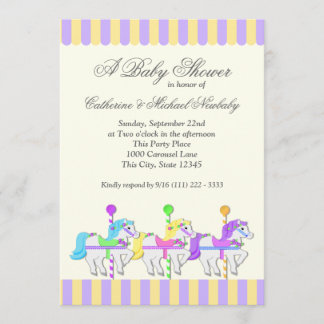 Carrousel Baby shower Paarse Goud Kaart