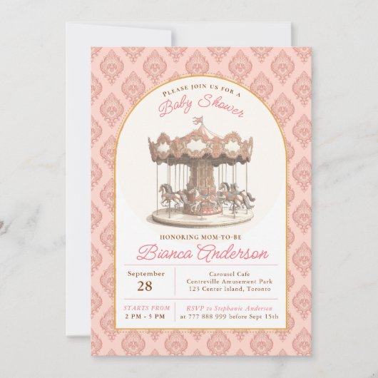  carrousel Baby shower uitnodigen Kaart (Voorkant)