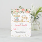 Carrousel Baby shower uitnodiging Meisje (Staand voorkant)