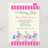 Carrousel Birthday Pink Kaart (Voorkant / Achterkant)