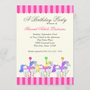 Carrousel Birthday Pink Kaart