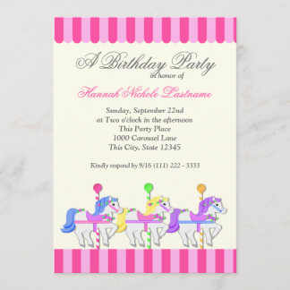 Carrousel Birthday Pink Kaart