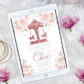 Carrousel Bloemen Glitter Eerste Verjaardag Kaart