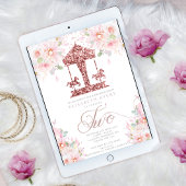 Carrousel Bloemen Glitter Tweede Verjaardag Kaart