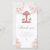 Carrousel Bloemen Glitter Verjaardag Bedankkaart (Voorkant)