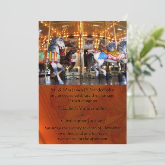 Carrousel bruiloft uitnodiging (Staand voorkant)