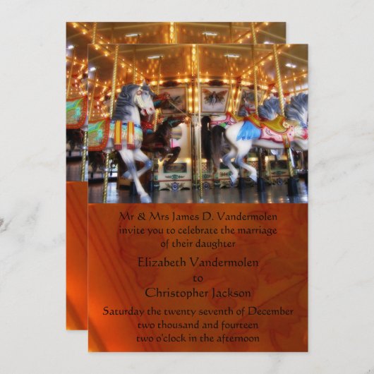 Carrousel bruiloft uitnodiging (Voorkant / Achterkant)