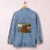 Carrousel brullende leeuw bruin manen rood groen z denim jacket (Hangar)