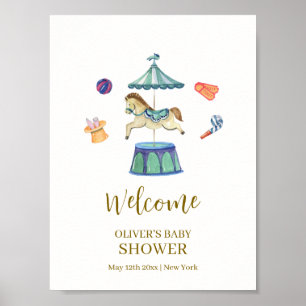  Carrousel Carnaval Baby shower Welkom Poster