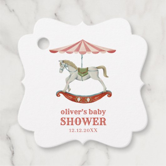  Carrousel Carnaval Circus Baby shower Bedankjes Labels (Voorkant)