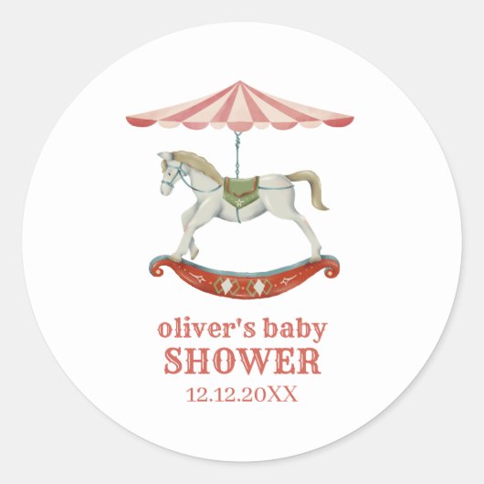 Carrousel Carnaval Circus Baby shower Ronde Sticker (Voorkant)