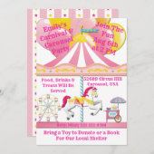 Carrousel & Carnaval Horse Party Uitnodiging (Voorkant / Achterkant)
