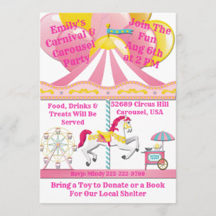 Carrousel & Carnaval Horse Party Uitnodiging