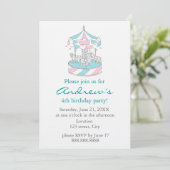Carrousel Child Birthday Invitation Kaart (Staand voorkant)