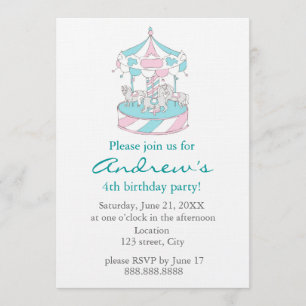 Carrousel Child Birthday Invitation Kaart