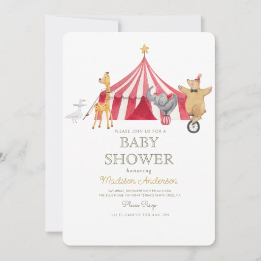 Carrousel Circus Carnaval Baby shower Kaart (Voorkant)