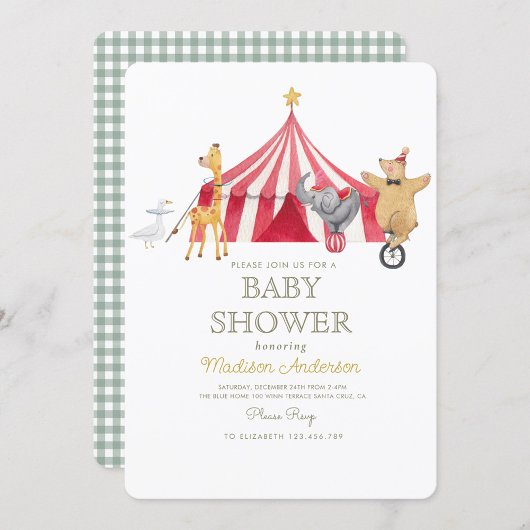 Carrousel Circus Carnaval Baby shower Kaart
