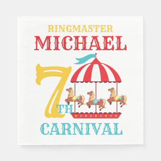 Carrousel Circus Carnaval Verjaardagsfeestje Serve Servet (Voorkant)
