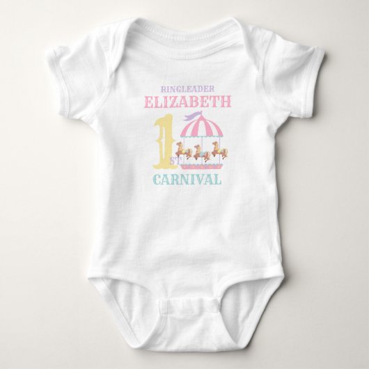 Carrousel Circus Carnaval Verjaardagspastel Romper (Voorkant)
