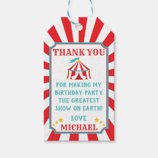 Carrousel Circus carnival Birthday Gift Favor Tag Cadeaulabel