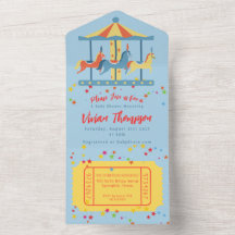 Carrousel Circus Verjaardag Uitnodiging