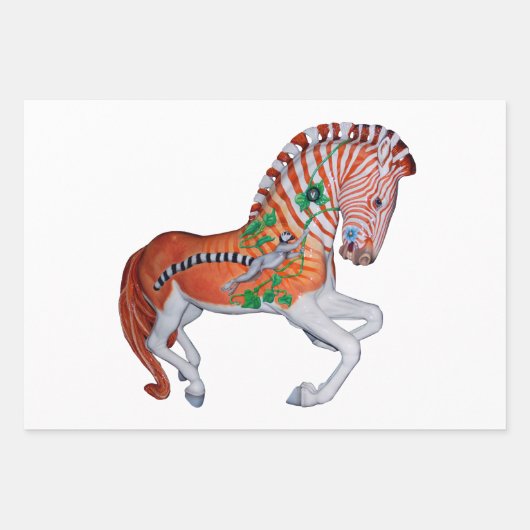 Carrousel Dier Quagga Zebra Fotocadeaupapier Inpakpapier Vel (Voorkant)