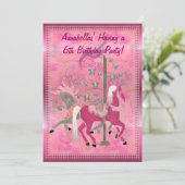Carrousel Dreams Aangepaste Meisjes Verjaardagsaan Kaart (Staand voorkant)