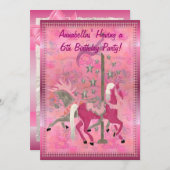 Carrousel Dreams Aangepaste Meisjes Verjaardagsaan Kaart (Voorkant / Achterkant)