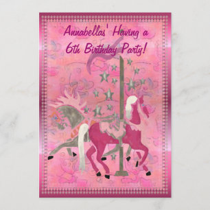 Carrousel Dreams Aangepaste Meisjes Verjaardagsaan Kaart