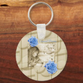 Carrousel Dreams Blue Roos  Button Sleutelhanger (Voorkant)