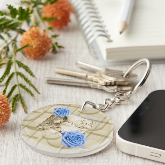 Carrousel Dreams  Blue Roos Circle Sleutelhanger (Voorkant Rechts)