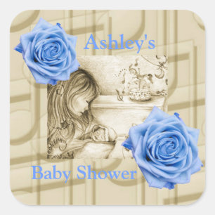 Carrousel Dreams Blue Roos Music Square Stickers