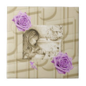 Carrousel Dreams  Paars Roos keramische Tegel Tegeltje (Voorkant)