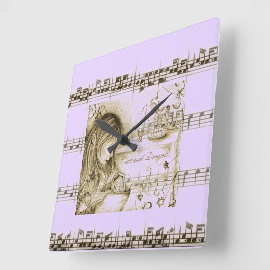 Carrousel Dreams Paarse  muziekkast Vierkante Klok (Hoek)