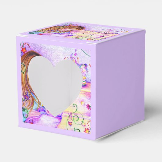 Carrousel Dreams Square Heart Baby Favor Box Bedankdoosjes (Voorkant Zijde)