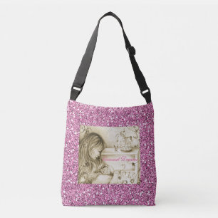  carrousel dromen roze faux glitter crossbody tas