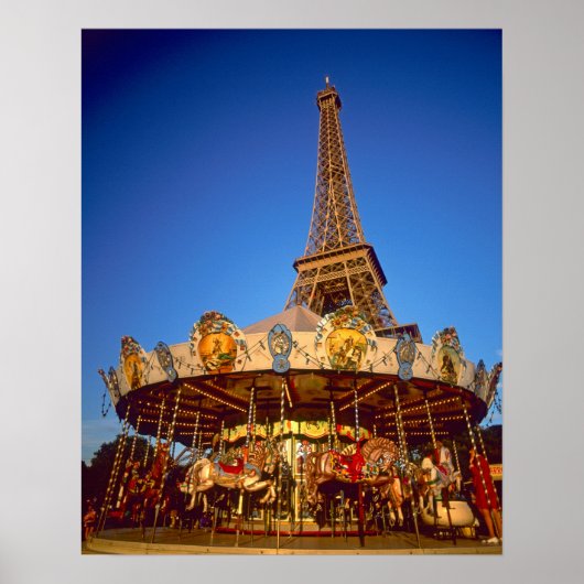 Carrousel, Eiffel Tower, Parijs, Frankrijk Poster (Voorkant)
