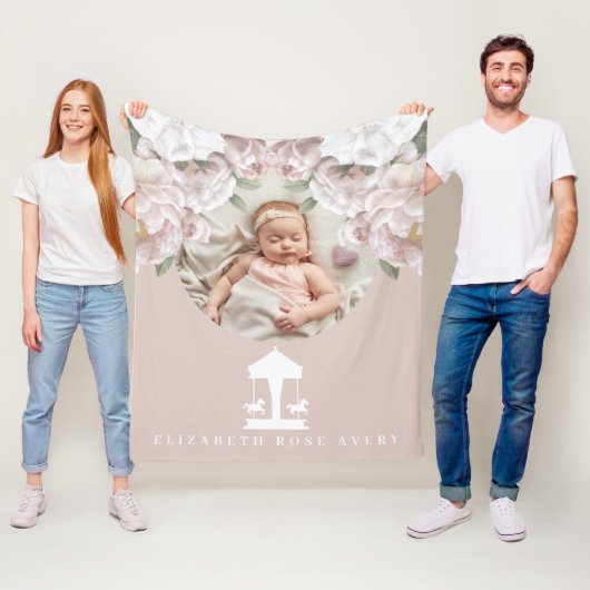 Carrousel Floral Soft Pink Foto Fleece Deken (In situ)