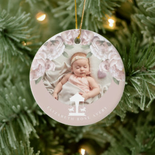 Carrousel Floral Soft Pink Foto Keramisch Ornament