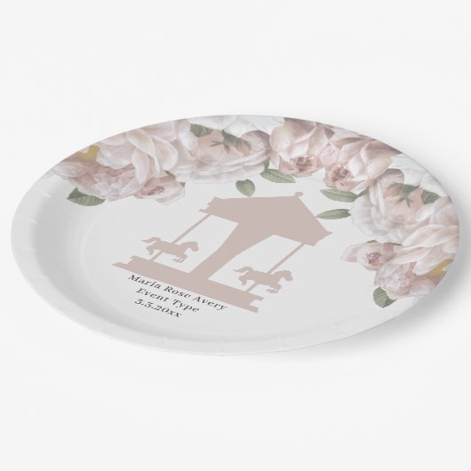 Carrousel Floral Soft Pink, op maat gemaakt Papieren Bordje (Gekanteld)
