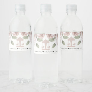 Carrousel Floral Soft Pink, op maat gemaakt Waterfles Etiket