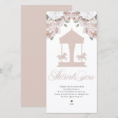 Carrousel Floral Soft roze Baby shower Bedankkaart (Voorkant / Achterkant)