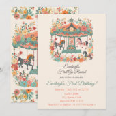 Carrousel gaat rond eerste verjaardag kaart (Voorkant / Achterkant)