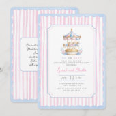 Carrousel Gender Reveal Invitation Kaart (Voorkant / Achterkant)