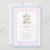 Carrousel Gender Reveal Invitation Kaart (Voorkant)