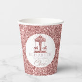 Carrousel Glitter Gepersonaliseerd Eerste Verjaard Papieren Bekers (Voorkant)